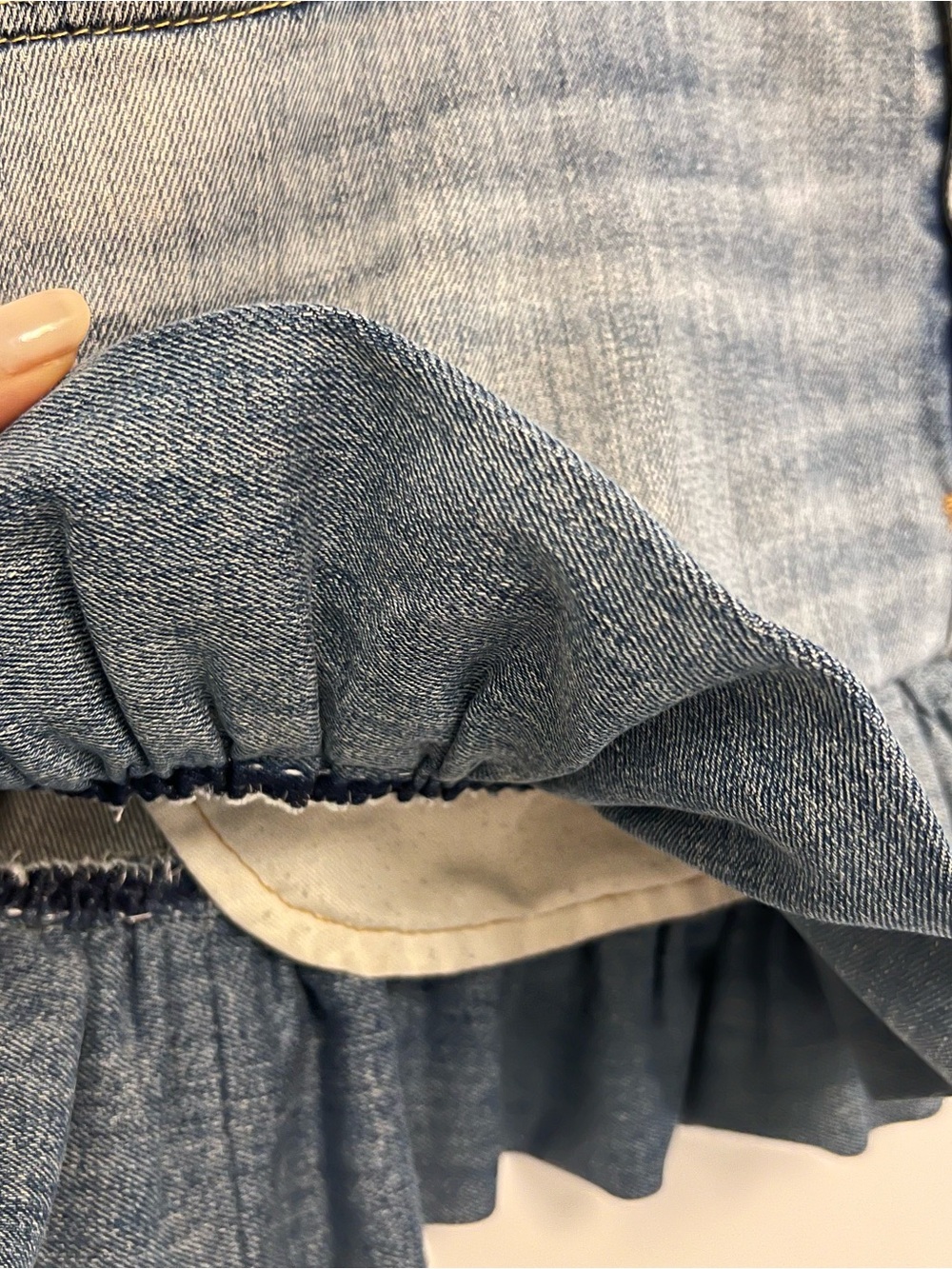 Upcycled levi's Denim Ruffle Mini Skirt Festival Coquette Style - Picture 4 of 6